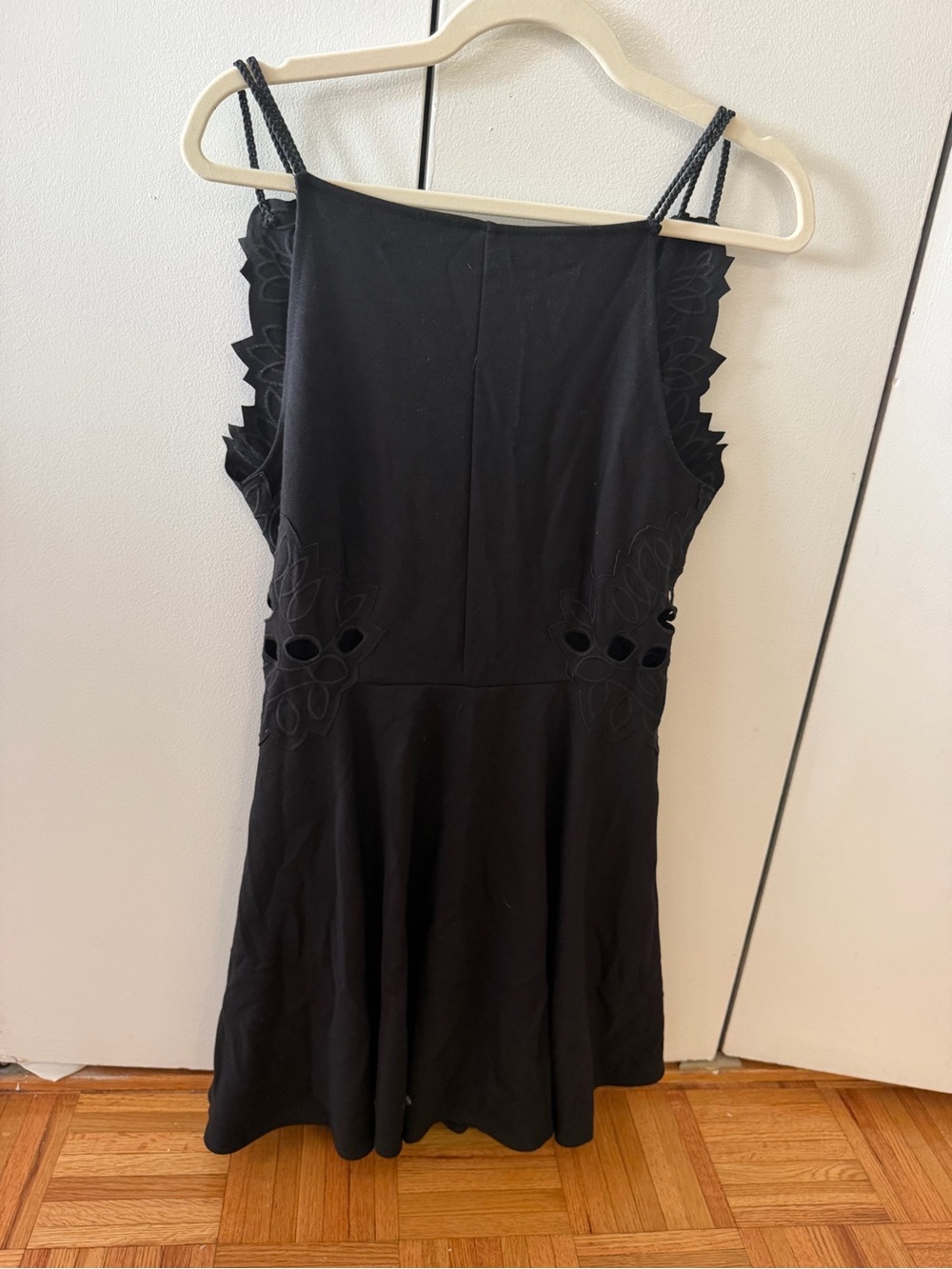 Free People Black Mini Dress with Eyelet Lace Sides